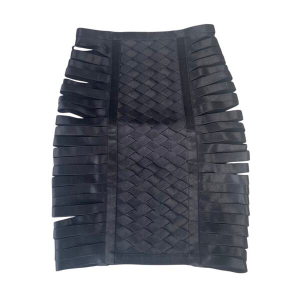 HOUSE OF LONDON XS Extra Small Mateia Shiny Strap‎ Elastic Mini Skirt Black - Picture 2 of 4